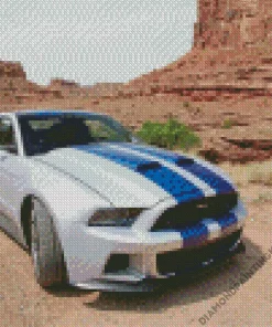 Blue And White Mustang Sport Car Diamond Painting