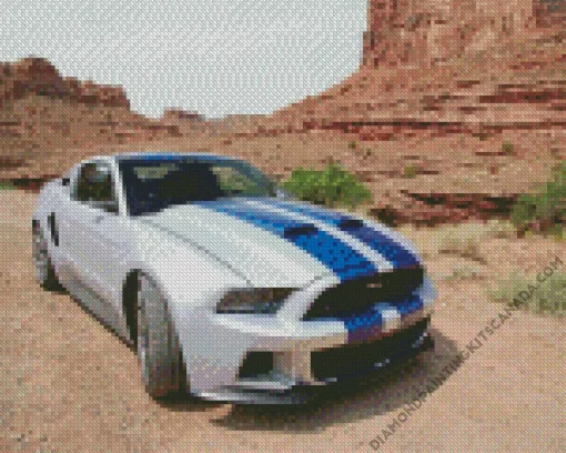 Blue And White Mustang Sport Car Diamond Painting