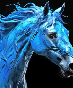 Blue Black Horse Diamond Painting