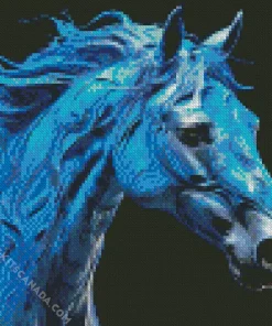 Blue Black Horse Diamond Painting