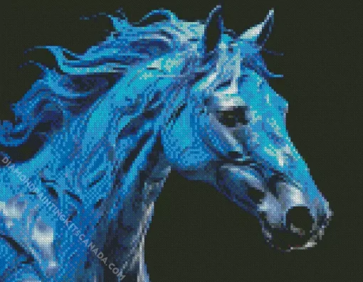 Blue Black Horse Diamond Painting