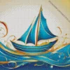 Blue Boat Art Diamond Painting