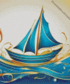 Blue Boat Art Diamond Painting