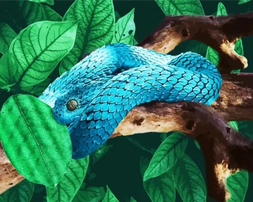 Blue Bush Snake Diamond Painting