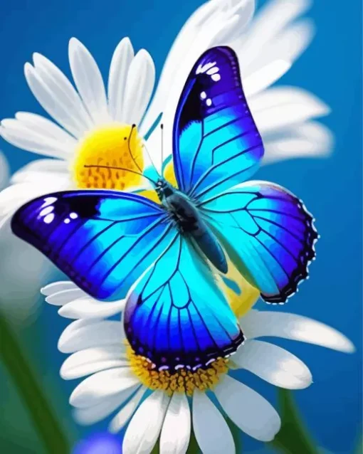 Blue Butterfly And Flower Diamond Painting