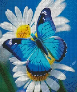 Blue Butterfly And Flower Diamond Painting