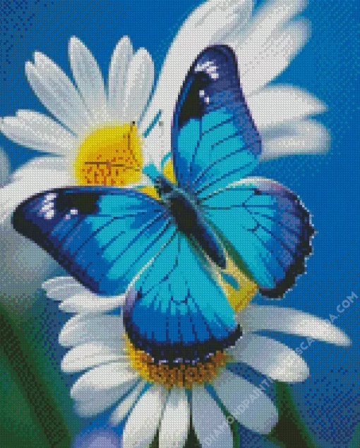 Blue Butterfly And Flower Diamond Painting