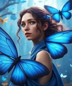 Blue Butterfly Girl Diamond Painting