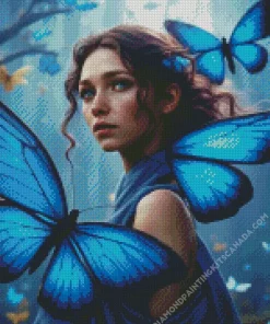 Blue Butterfly Girl Diamond Painting