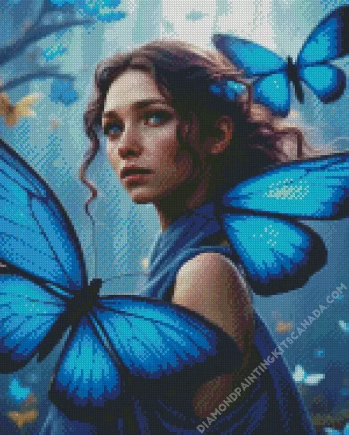 Blue Butterfly Girl Diamond Painting