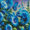 Blue Chameleon And Flowers Diamond Painting