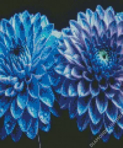 Blue Chrysanthemum Flowers Diamond Painting