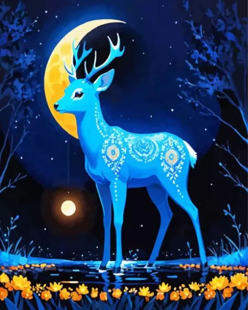 Blue Deer Diamond Painting