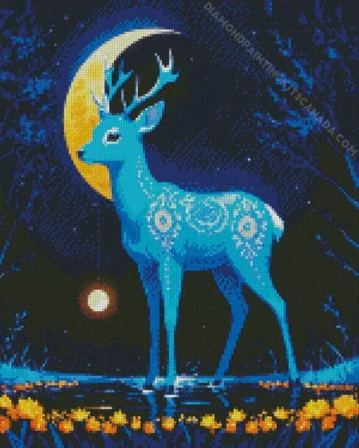 Blue Deer Diamond Painting