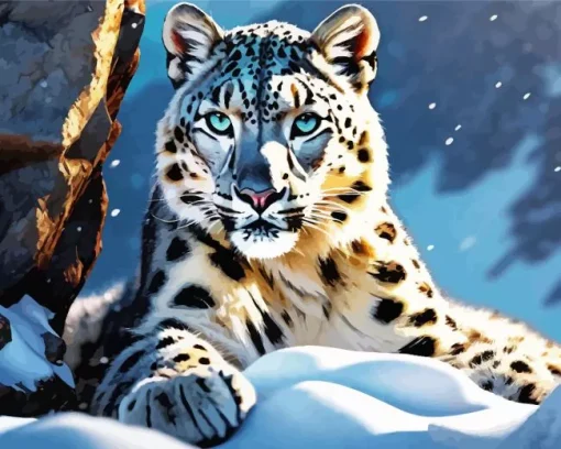 Blue Eyed Snow Leopard Diamond Painting