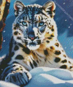 Blue Eyed Snow Leopard Diamond Painting