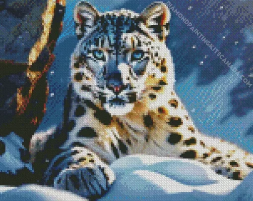 Blue Eyed Snow Leopard Diamond Painting