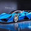 Blue Ferrari Sport Car Diamond Painting