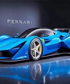 Blue Ferrari Sport Car Diamond Painting