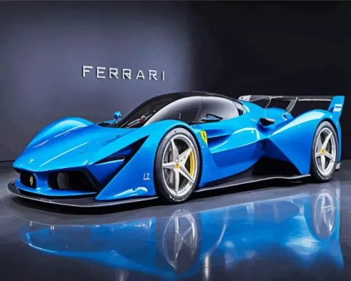 Blue Ferrari Sport Car Diamond Painting