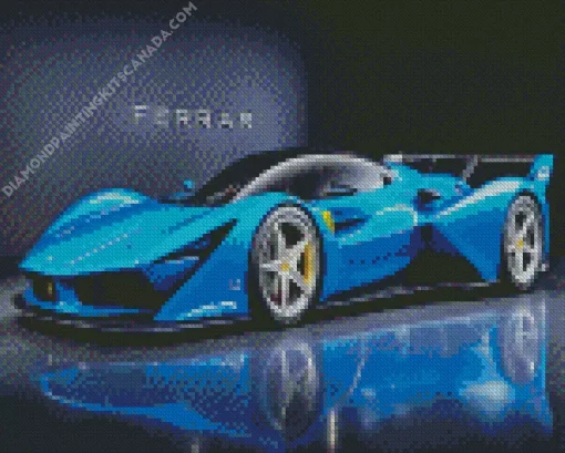 Blue Ferrari Sport Car Diamond Painting