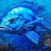 Blue Fish Art Diamond Painting