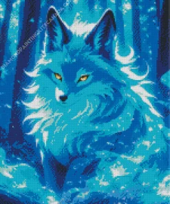 Blue Flame Wolf Diamond Painting