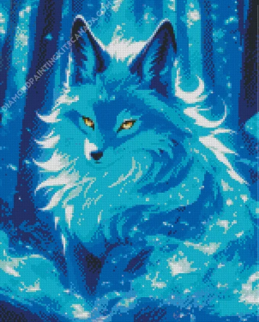 Blue Flame Wolf Diamond Painting