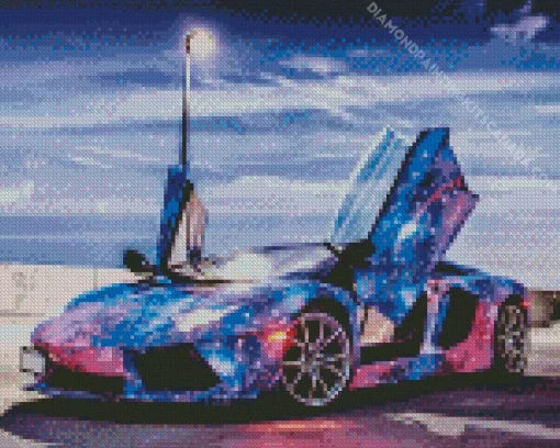 Blue Galaxy Lamborghini Diamond Painting