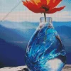 Blue Glass Flower Vase Diamond Painting