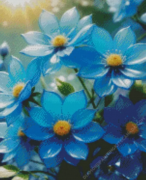 Blue Glass Flowers Diamond Painting