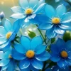 Blue Glass Flowers Diamond Painting