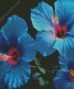 Blue Hawaiian Flowers Diamond Painting