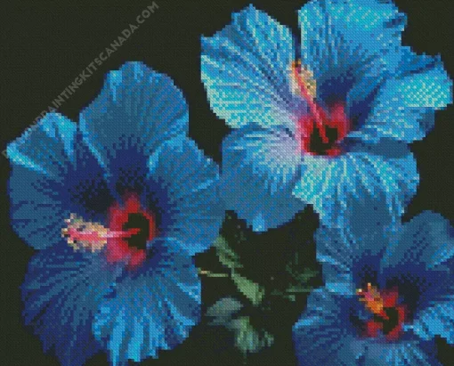 Blue Hawaiian Flowers Diamond Painting