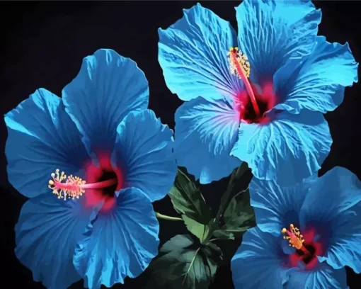 Blue Hawaiian Flowers Diamond Painting