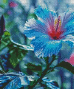 Blue Hawaiian Hibiscus Diamond Painting