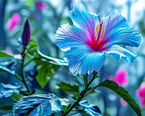 Blue Hawaiian Hibiscus Diamond Painting