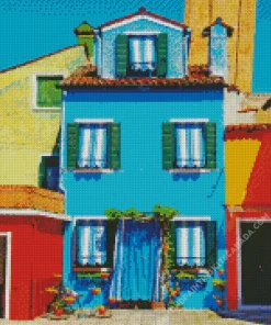 Blue House Burano Diamond Painting