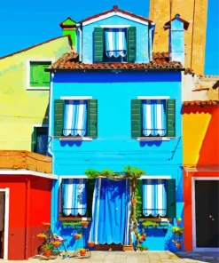 Blue House Burano Diamond Painting