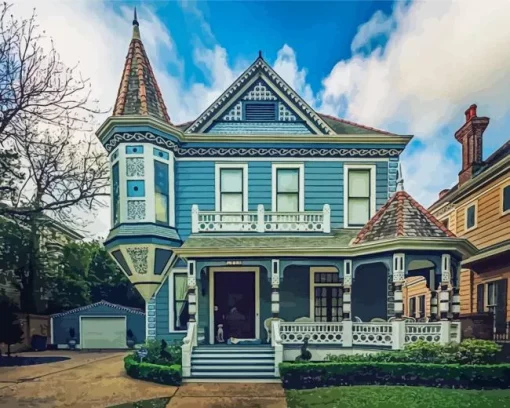 Blue House New Orleans Diamond Painting