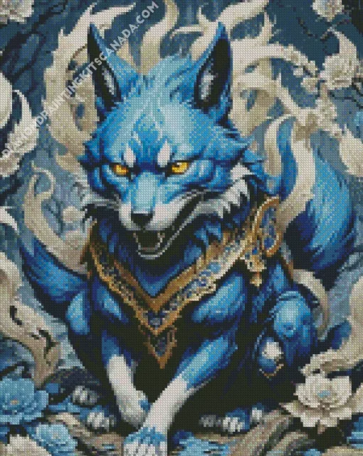 Blue Kitsune Diamond Painting