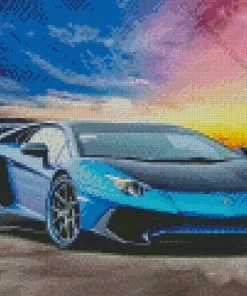 Blue Lamborghini Diamond Painting