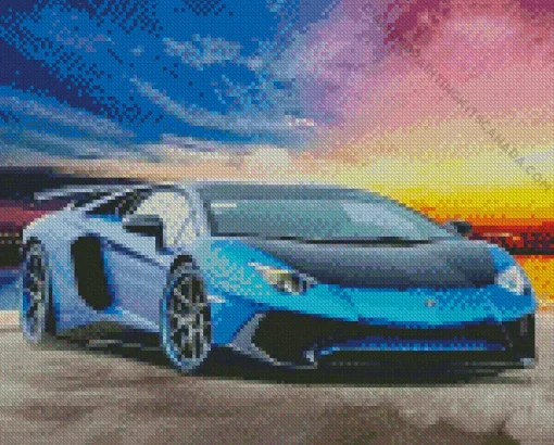 Blue Lamborghini Diamond Painting