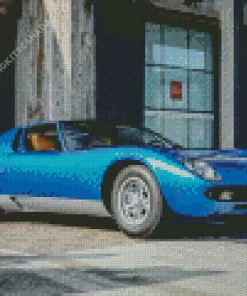 Blue Lamborghini Miura Car Diamond Painting