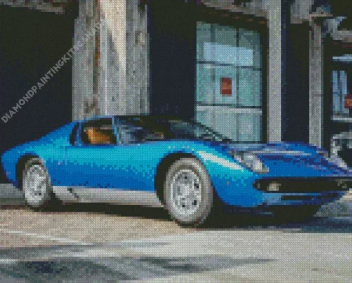 Blue Lamborghini Miura Car Diamond Painting