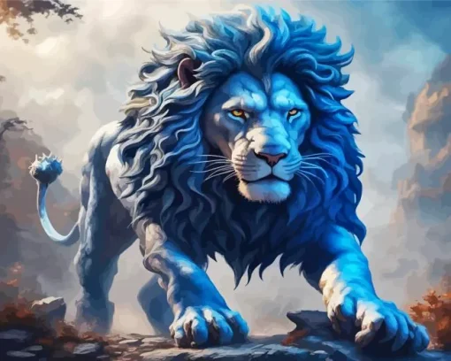 Blue Lion Animal Diamond Painting