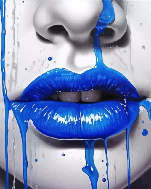 Blue Lips Diamond Painting