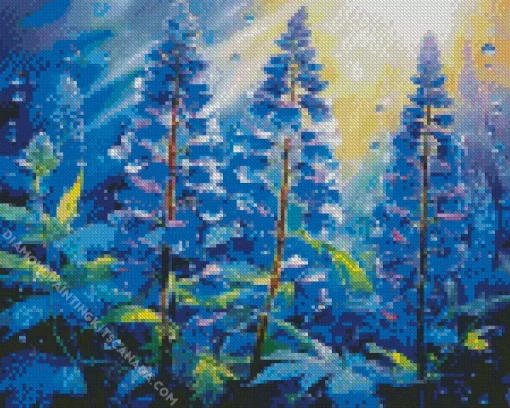 Blue Lupine Flowers Diamond Painting