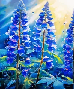 Blue Lupine Flowers Diamond Painting