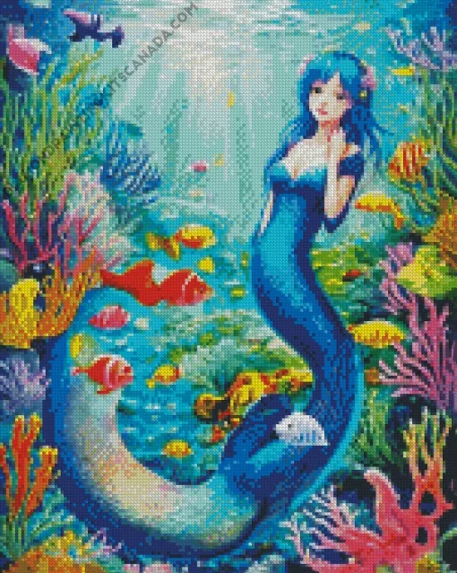 Blue Mermaid Underwater Diamond Painting